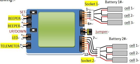 6S 12S LiPO System monitorowania napięcia komórek bateryjnych